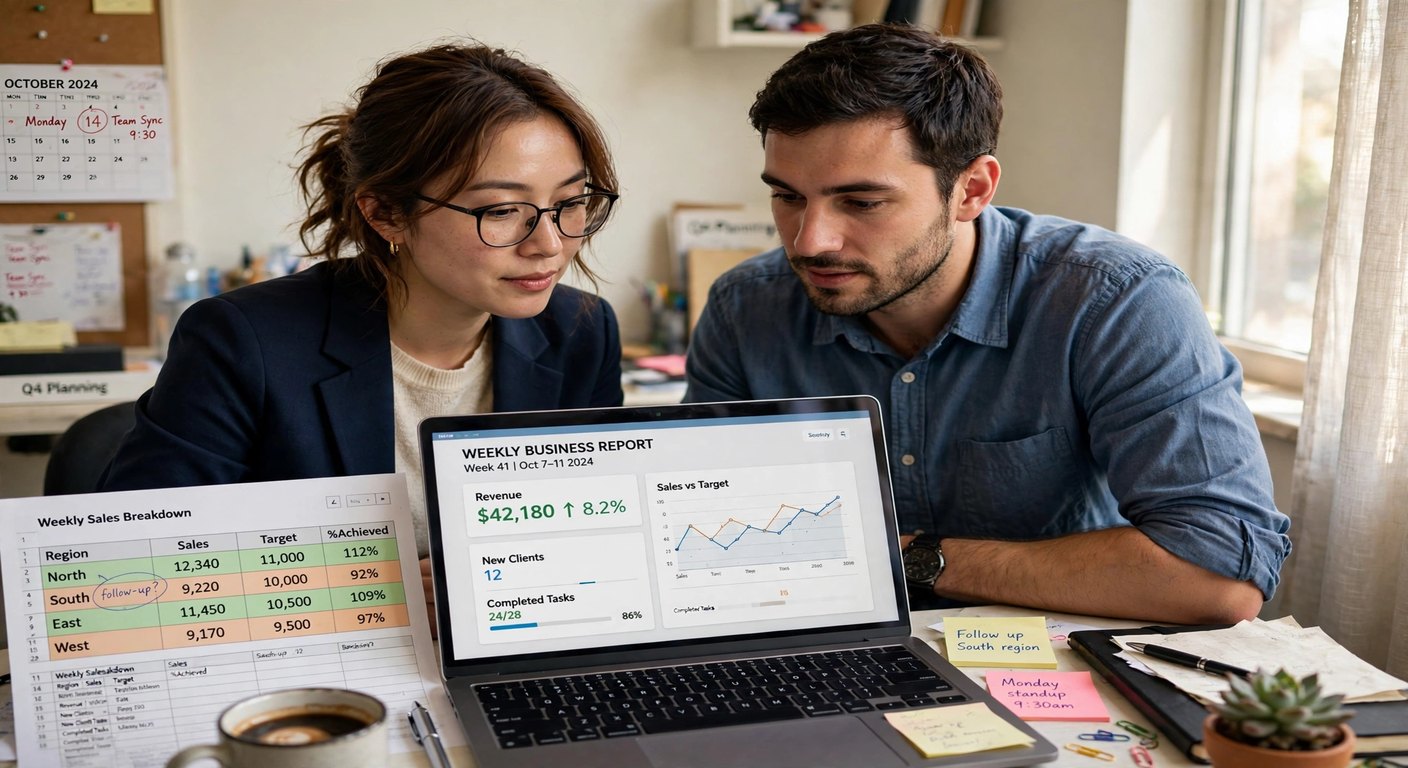 AI-generated weekly reporting for an SMB